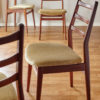4 Casala dining chairs with velvet upholstery at angle