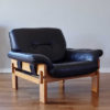 Brazilian armchair in wood and black leather