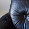 Details of black leather of Brazilian armchair