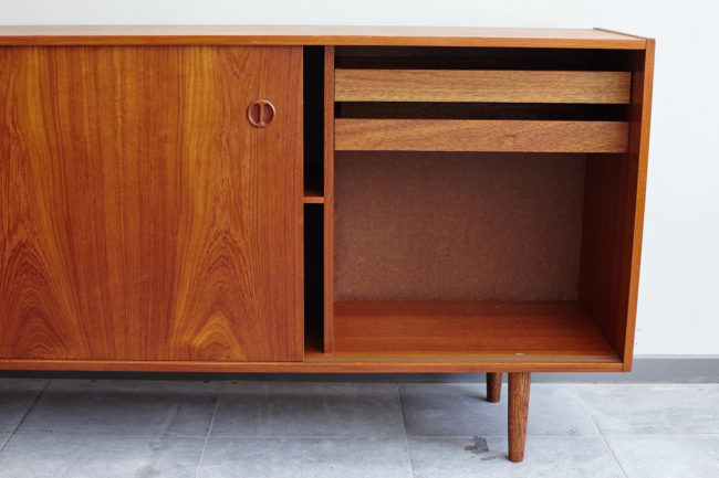 Danish sideboard with right door opened close up