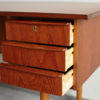 Danish teak desk with drawers opened
