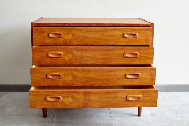 Danish dresser with drawers open