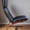 Profile of Swedish design black leather lounger by Knudsen