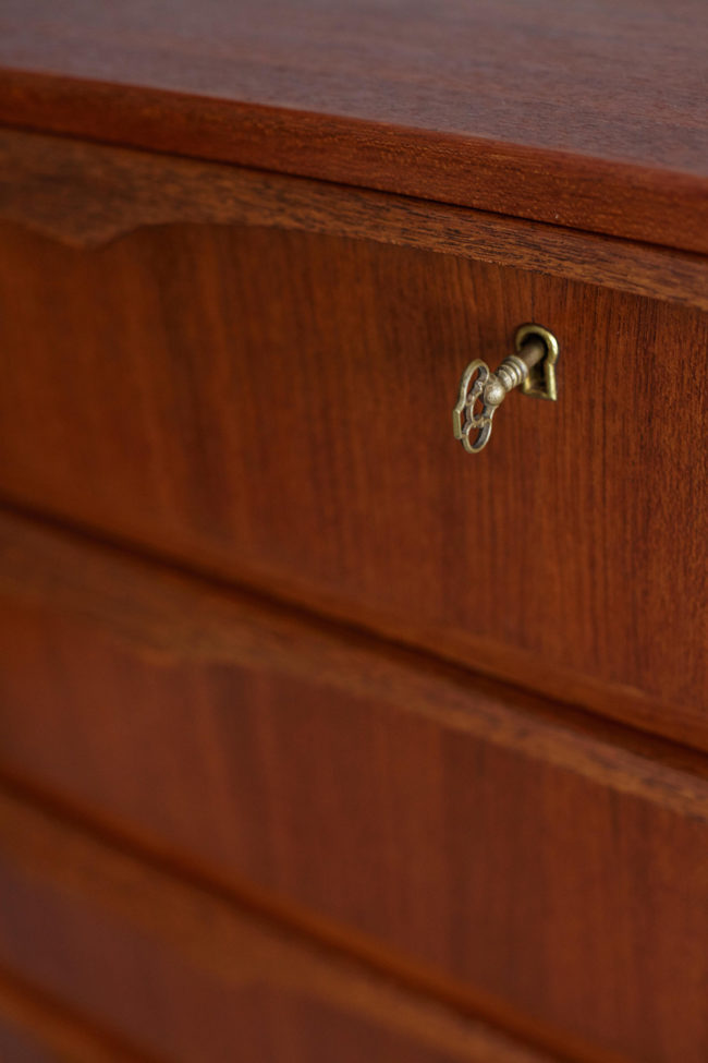Original key of Danish teak chest of drawers