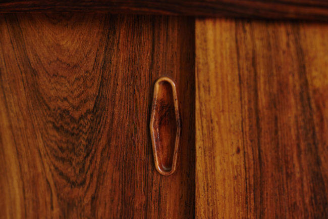 Handle detail of Danish rosewood low sideboard