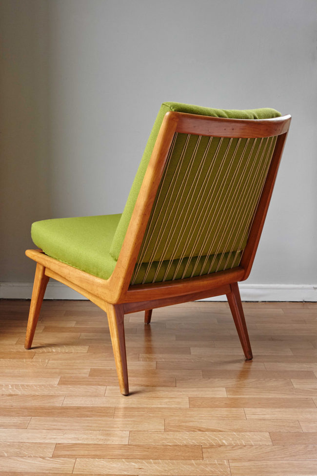 Back of Soloform green Boomerang chair