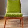 Front of Soloform green Boomerang chair