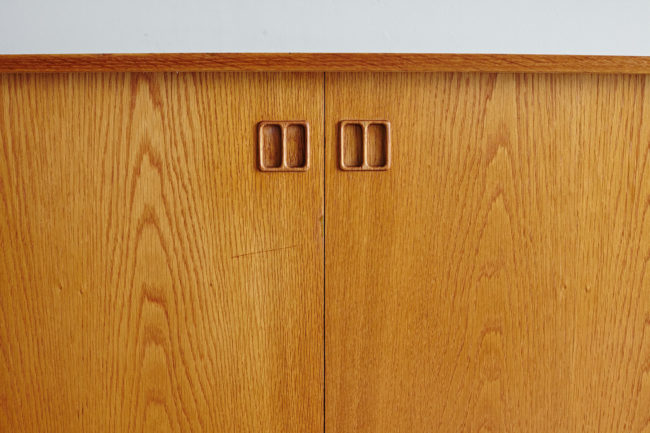 Door handles details of Danish oak sideboard