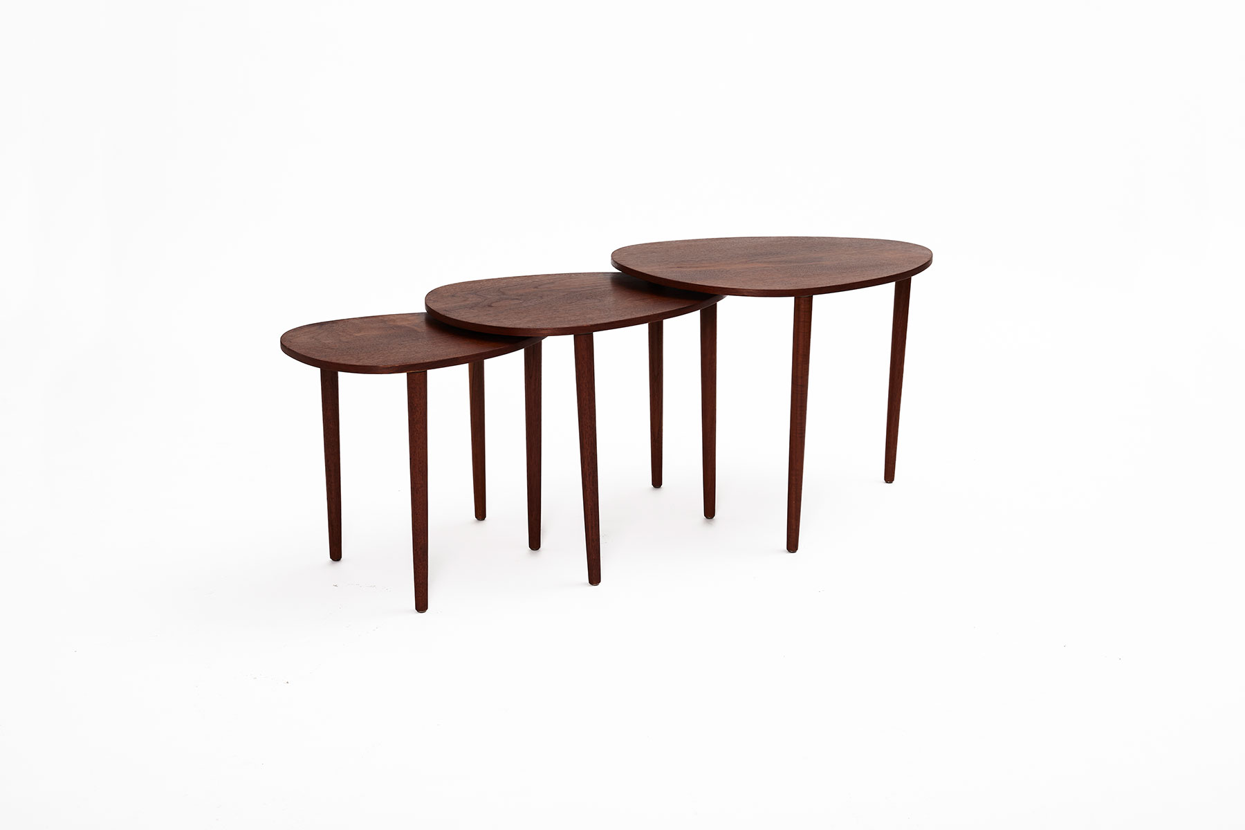 Set of three teak nesting tables made by Beder Trædrejeri, Denmark 1960s