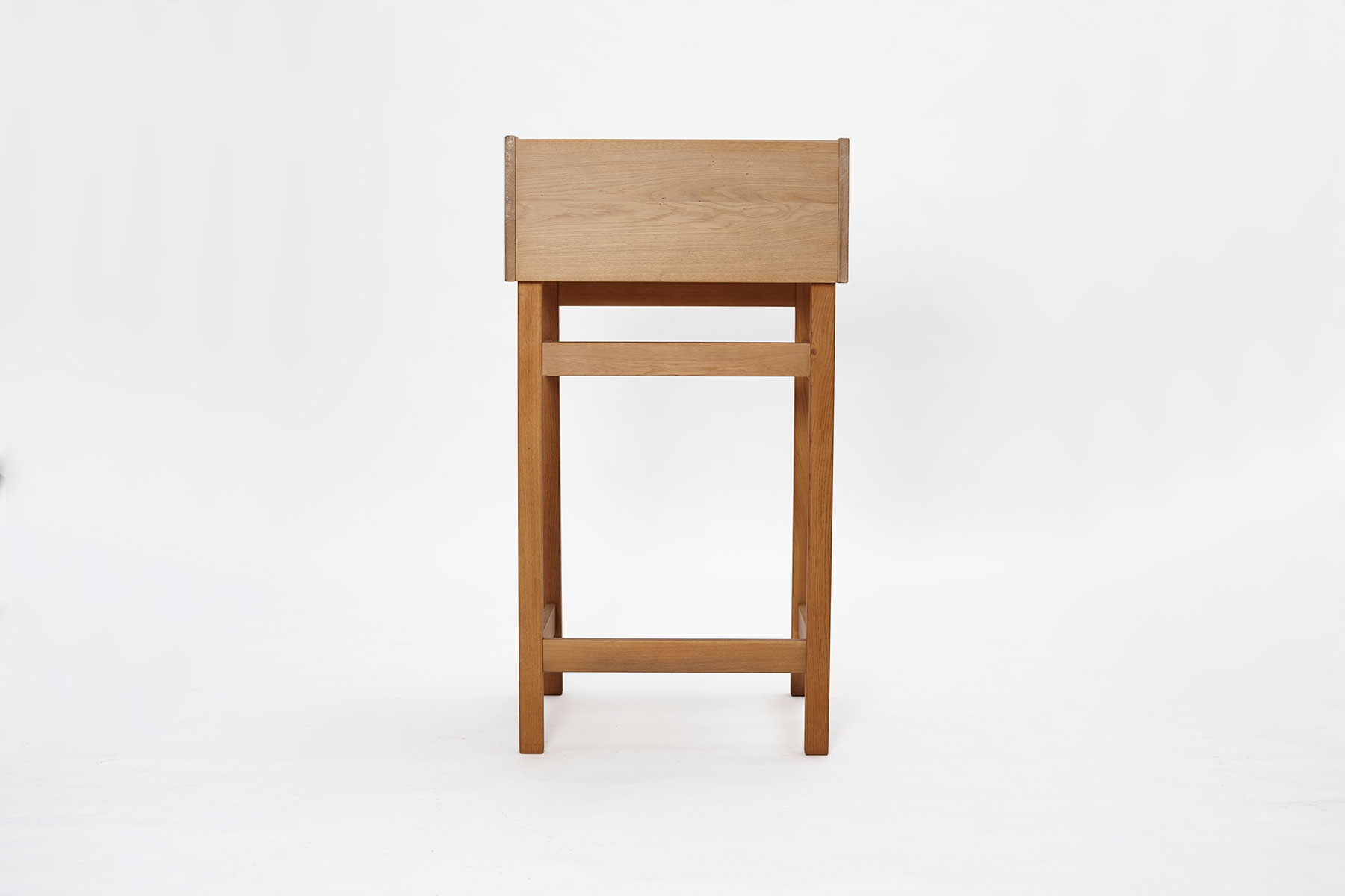 yw_danish_oak_secretary_desk_back Tall danish oak secretary desk in oak, photographed on a white background - backof the desk
