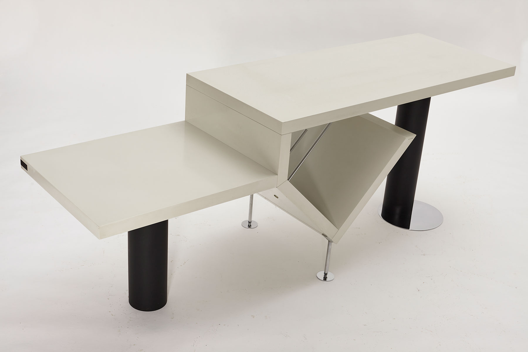 Attyka 2 Console Table designed by Jacob Jensen for Bang & Olufsen photographed on a white background