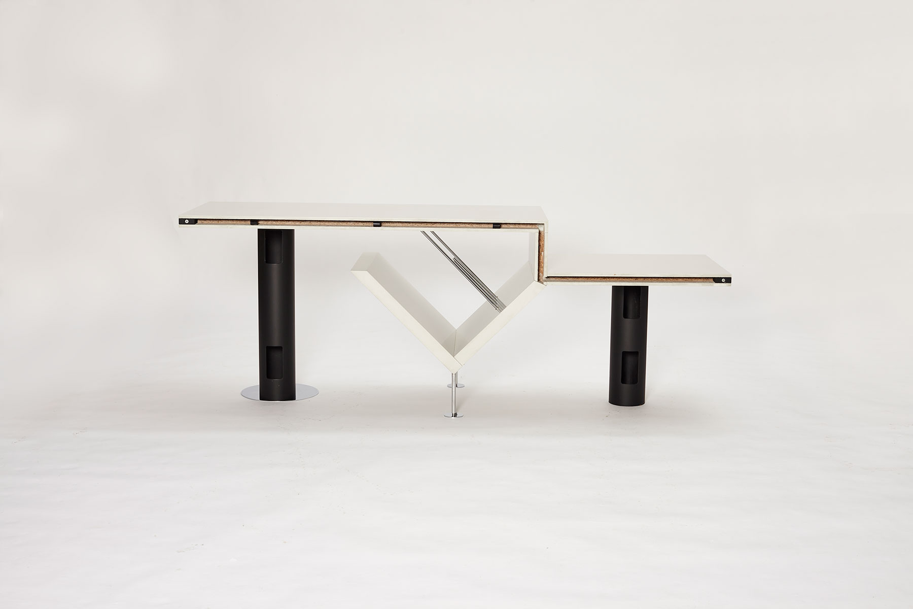 Attyka 2 Console Table designed by Jacob Jensen for Bang & Olufsen photographed on a white background